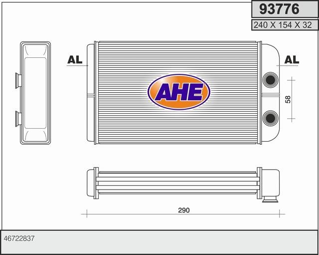 AHE 93776 Heat exchanger, interior heating 93776