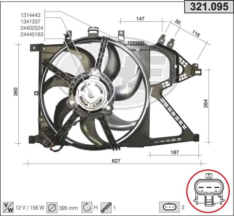 AHE 321.095 Fan, radiator 321095