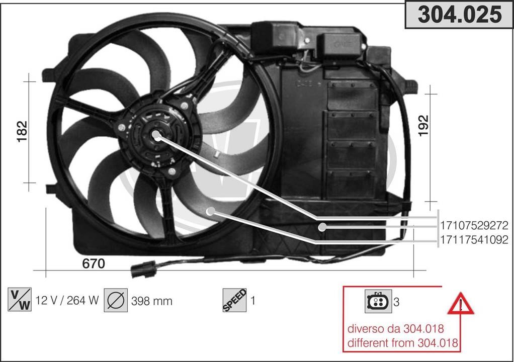 AHE 304.025 Fan, radiator 304025