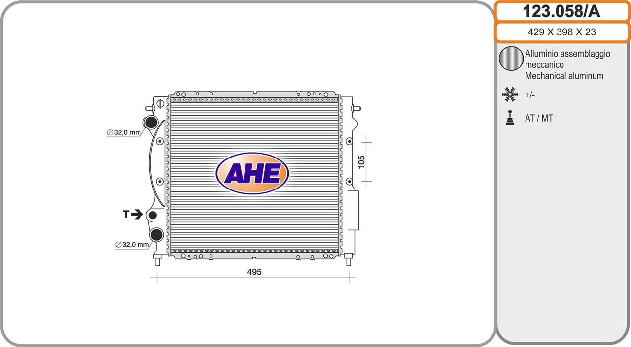 AHE 123.058/A Radiator, engine cooling 123058A