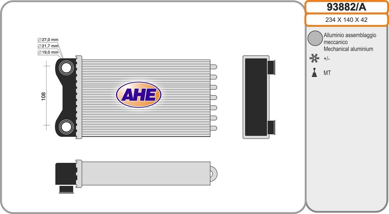 AHE 93882/A Heat exchanger, interior heating 93882A