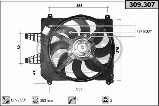 AHE 309.307 Fan, radiator 309307