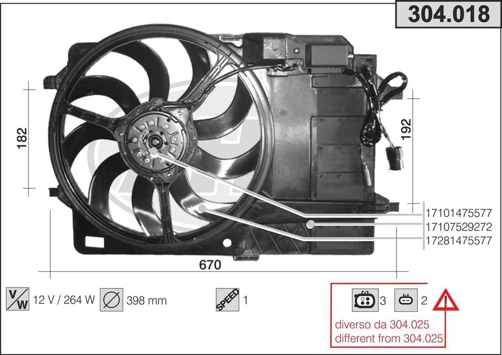 AHE 304.018 Fan, radiator 304018