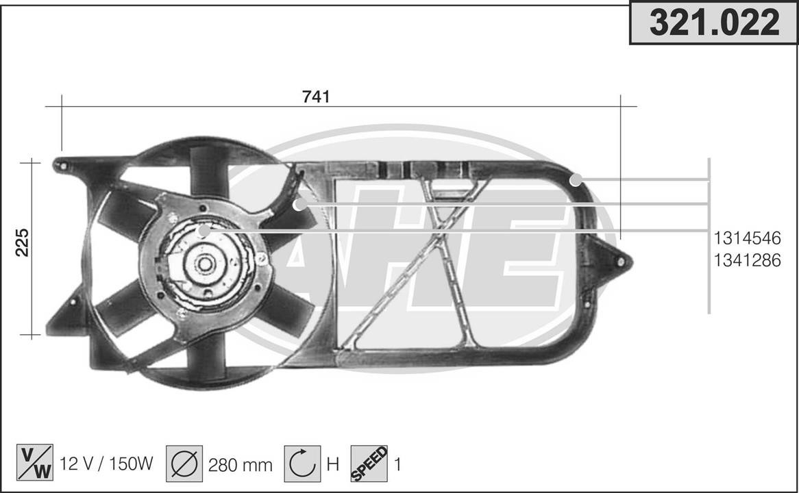 AHE 321.022 Fan, radiator 321022