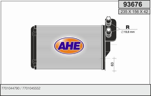 AHE 93676 Heat exchanger, interior heating 93676