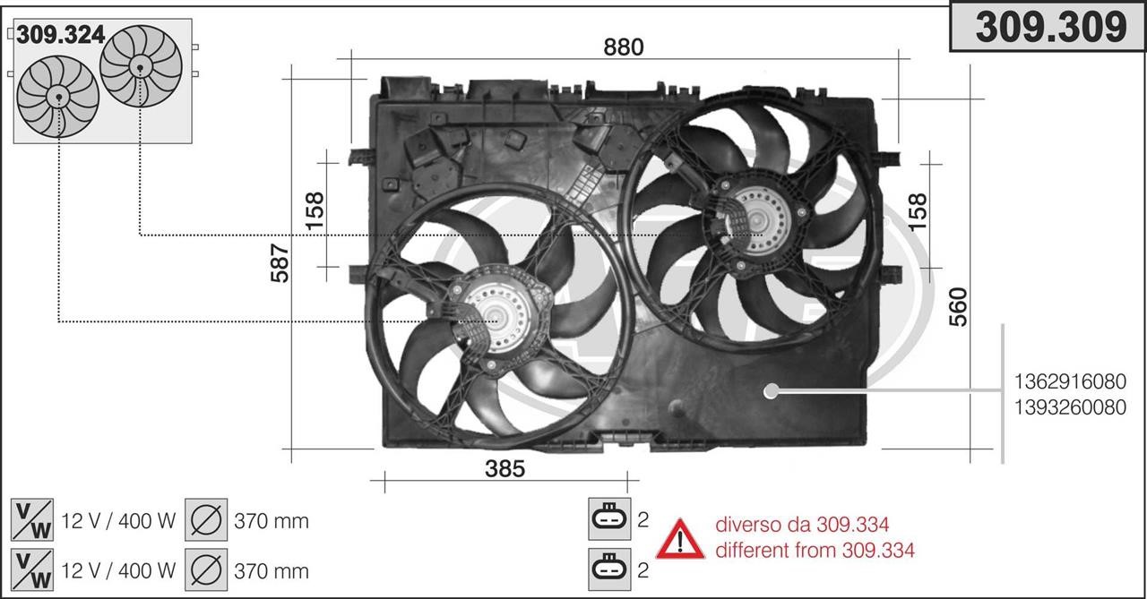 AHE 309.309 Fan, radiator 309309