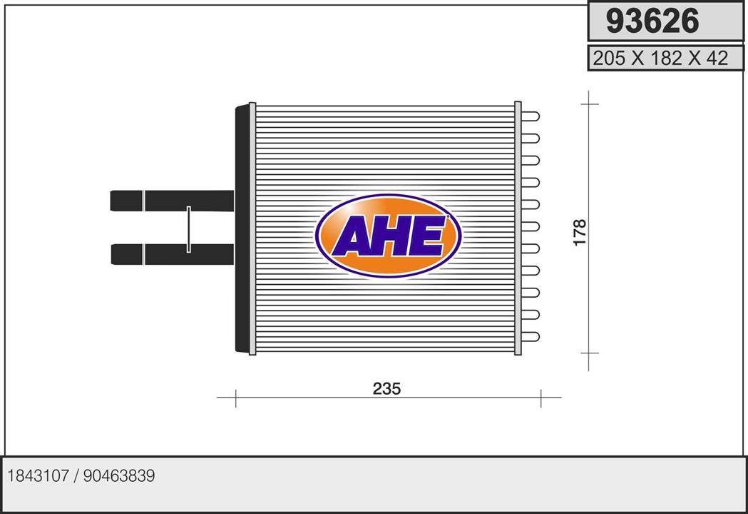 AHE 93626 Heat exchanger, interior heating 93626