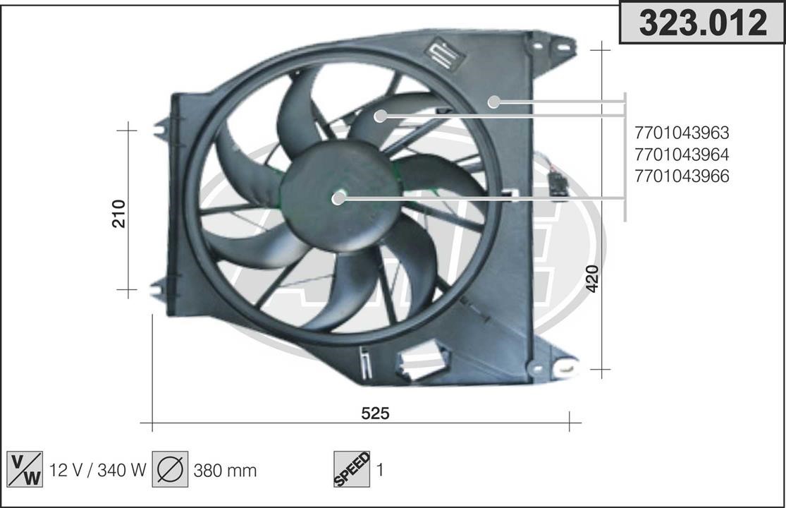 AHE 323.012 Fan, radiator 323012