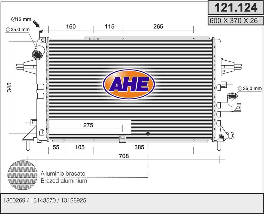AHE 121.124 Radiator, engine cooling 121124