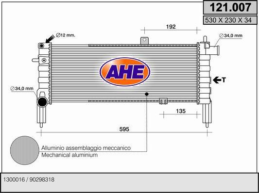 AHE 121.007 Radiator, engine cooling 121007
