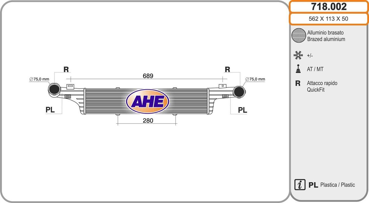 AHE 718.002 Intercooler, charger 718002