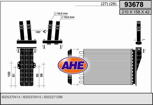 AHE 93678 Heat exchanger, interior heating 93678