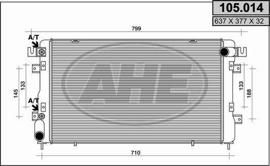 AHE 105.014 Radiator, engine cooling 105014