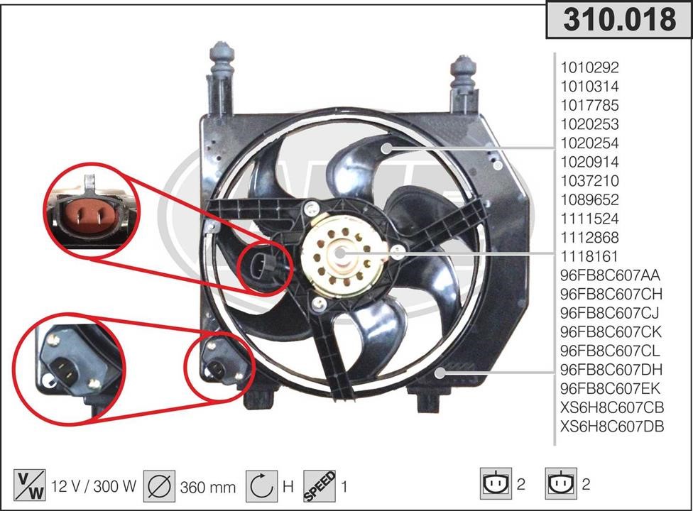 AHE 310.018 Fan, radiator 310018