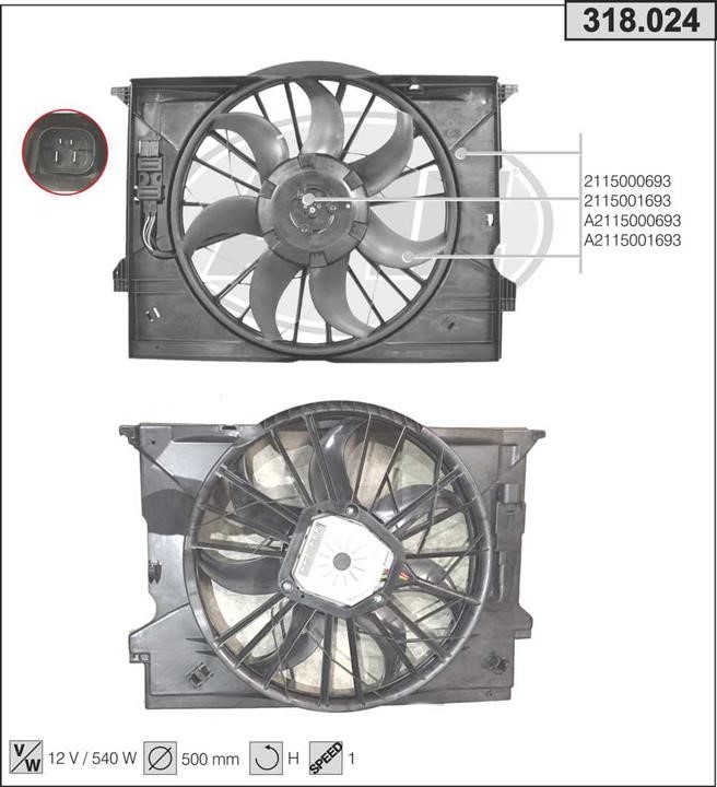 AHE 318.024 Fan, radiator 318024