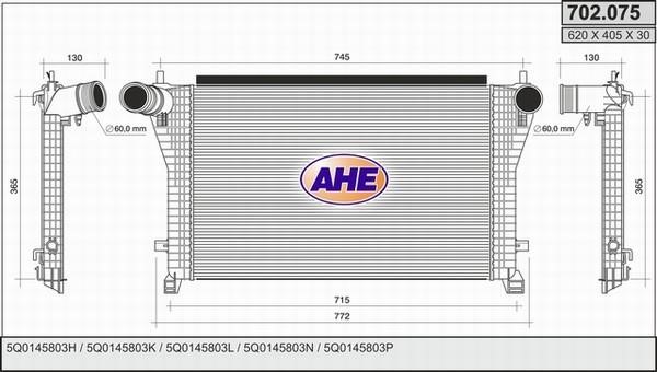 AHE 702.075 Intercooler, charger 702075