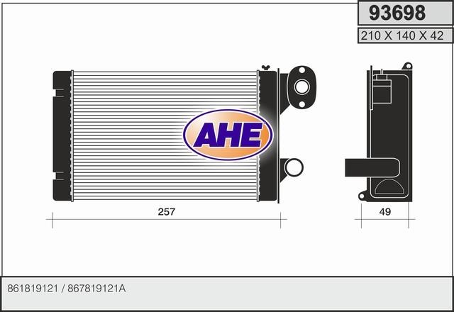 AHE 93698 Heat exchanger, interior heating 93698
