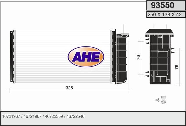 AHE 93550 Heat exchanger, interior heating 93550