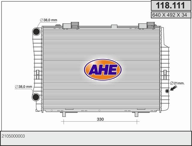 AHE 118.111 Radiator, engine cooling 118111