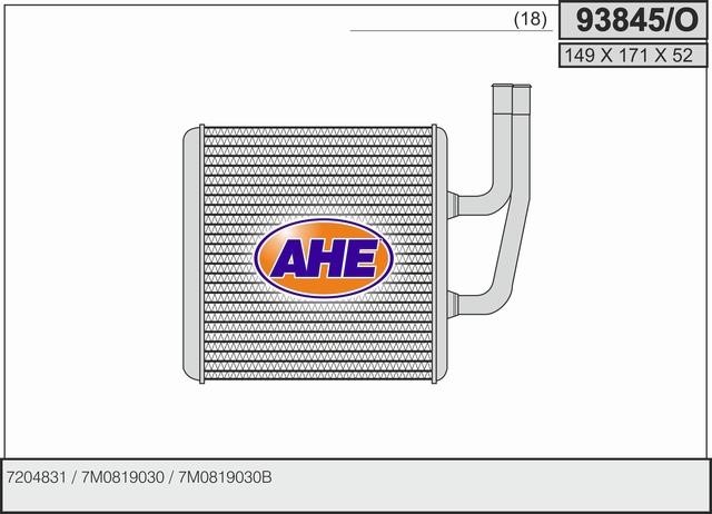 AHE 93845/O Heat exchanger, interior heating 93845O