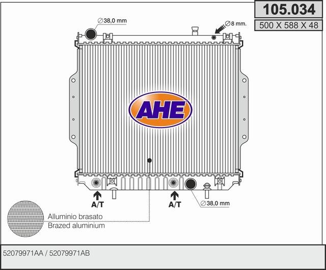 AHE 105034 Radiator, engine cooling 105034
