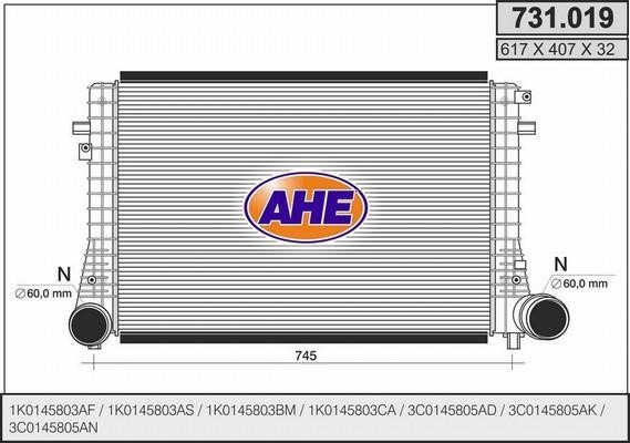 AHE 731.019 Intercooler, charger 731019