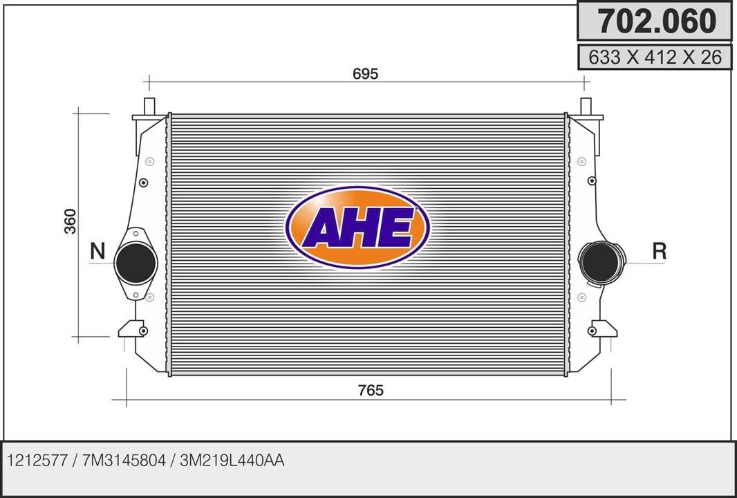 AHE 702060 Intercooler, charger 702060