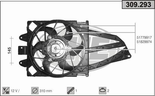 AHE 309.293 Fan, radiator 309293