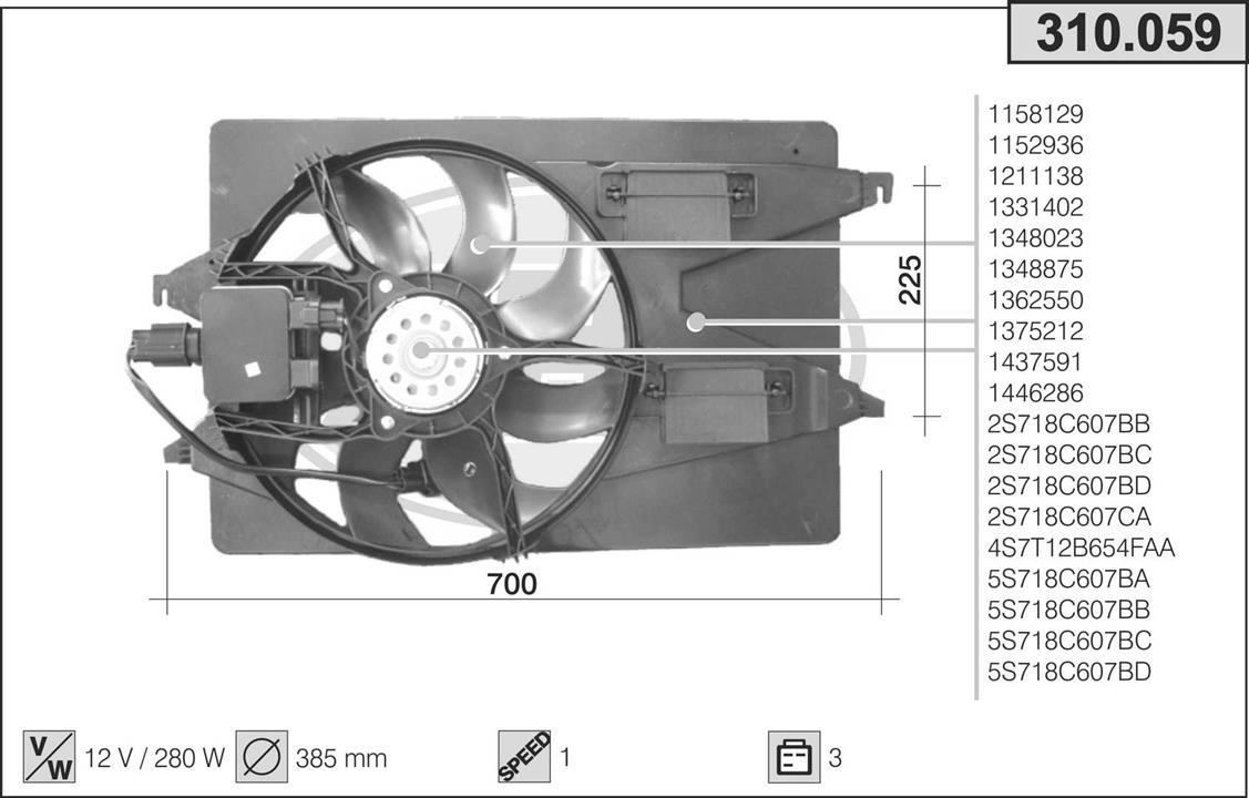 AHE 310.059 Fan, radiator 310059