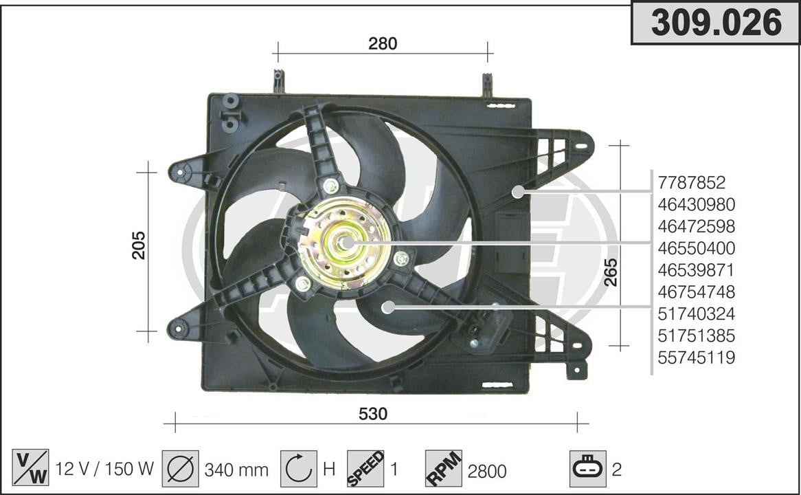 AHE 309.026 Fan, radiator 309026
