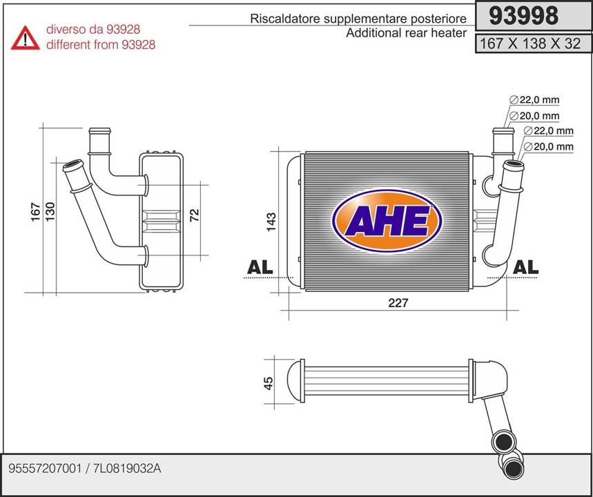 AHE 93998 Heat Exchanger, interior heating 93998