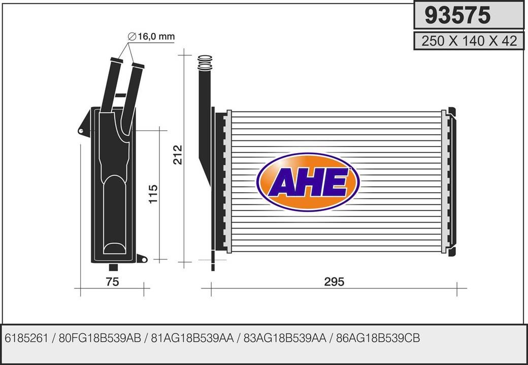 AHE 93575 Heat Exchanger, interior heating 93575