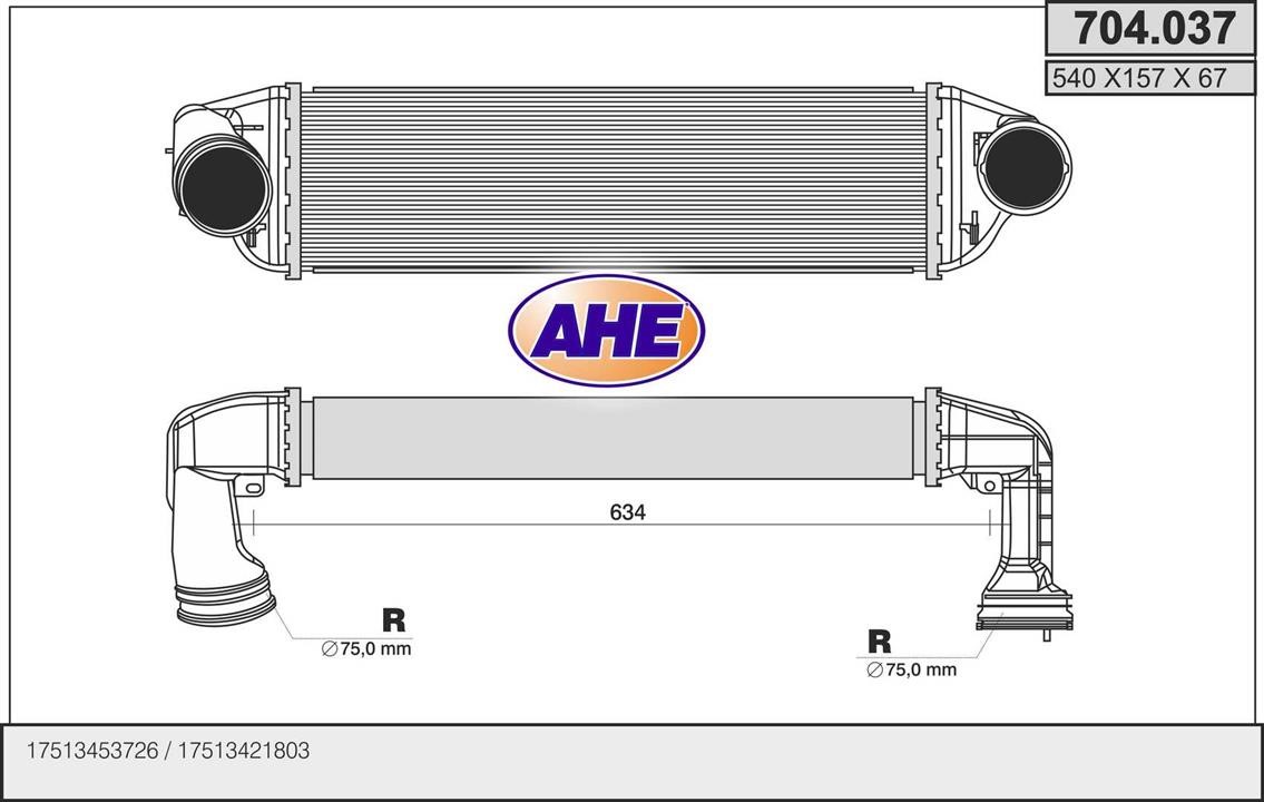 AHE 704.037 Intercooler, charger 704037
