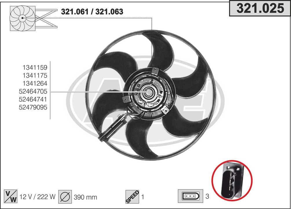 AHE 321.025 Fan, radiator 321025