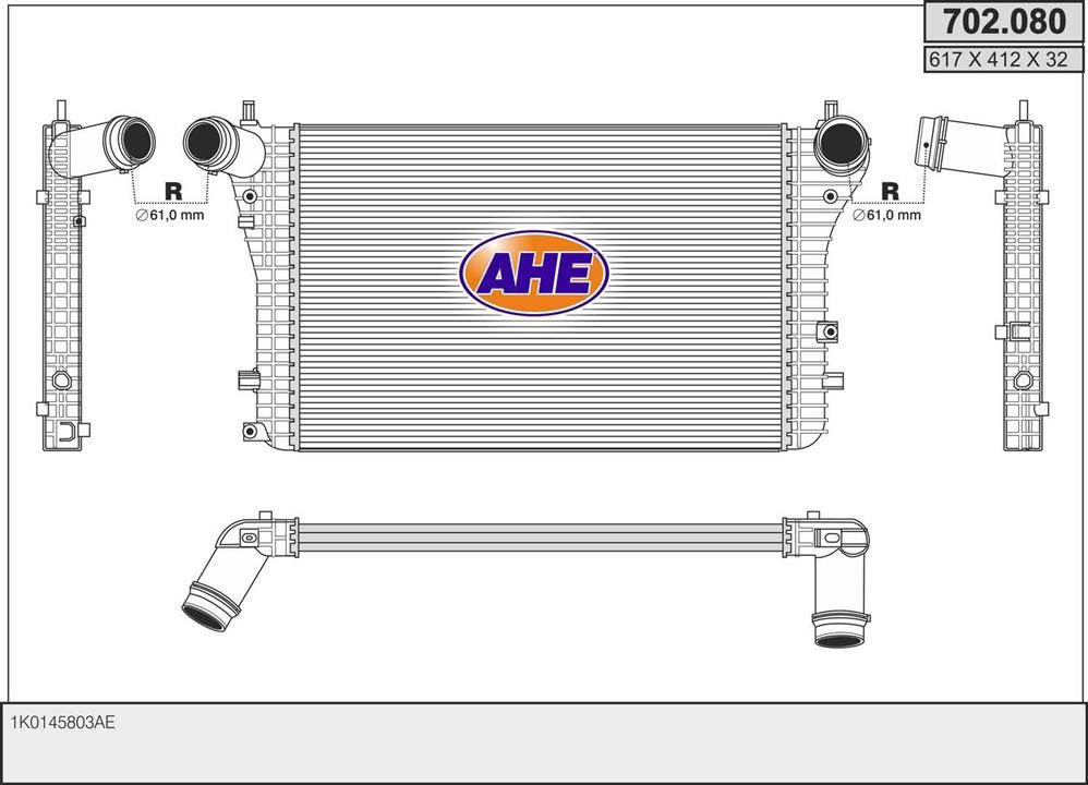 AHE 702.080 Intercooler, charger 702080