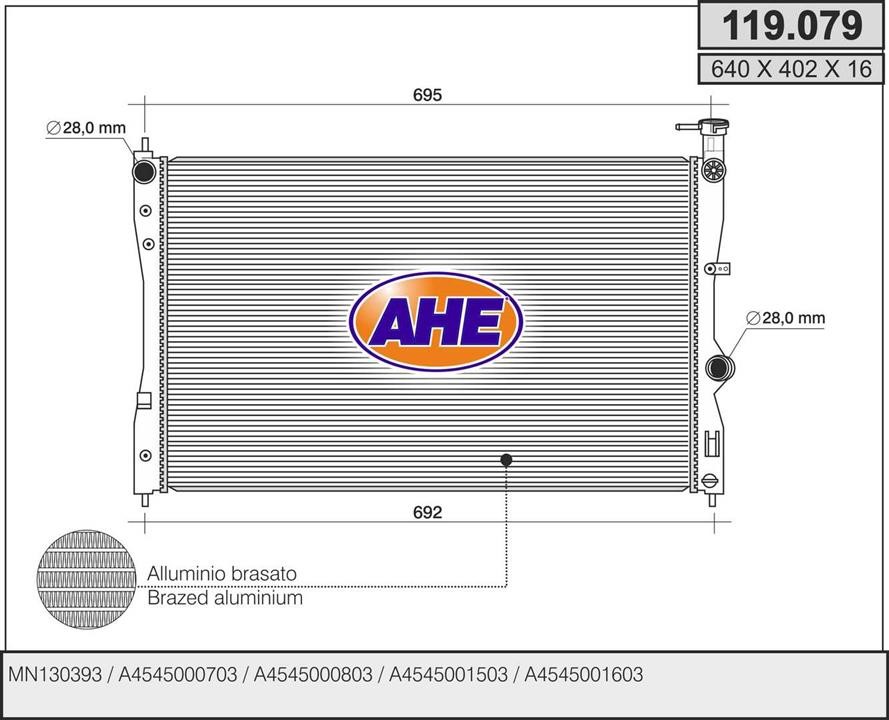 AHE 119.079 Radiator, engine cooling 119079