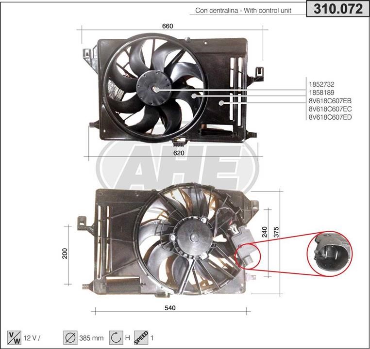 AHE 310.072 Fan, radiator 310072