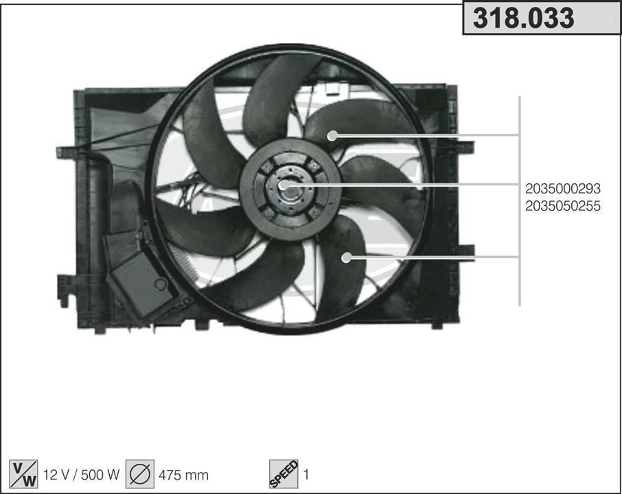 AHE 318.033 Fan, radiator 318033