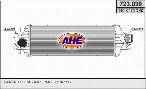 AHE 723.030 Intercooler, charger 723030