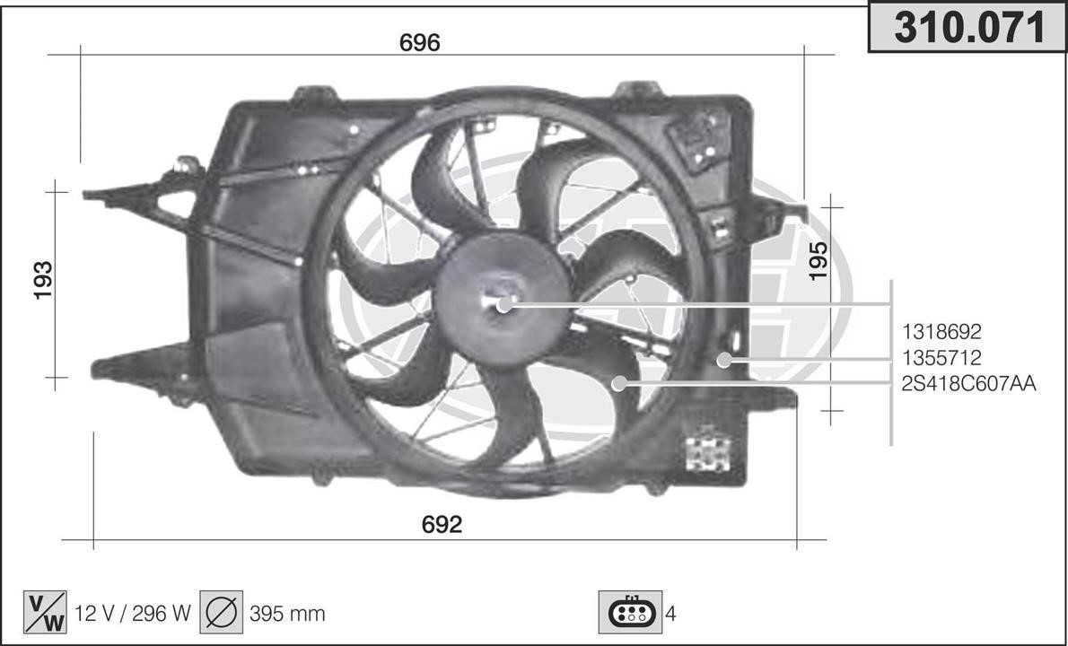AHE 310.071 Fan, radiator 310071