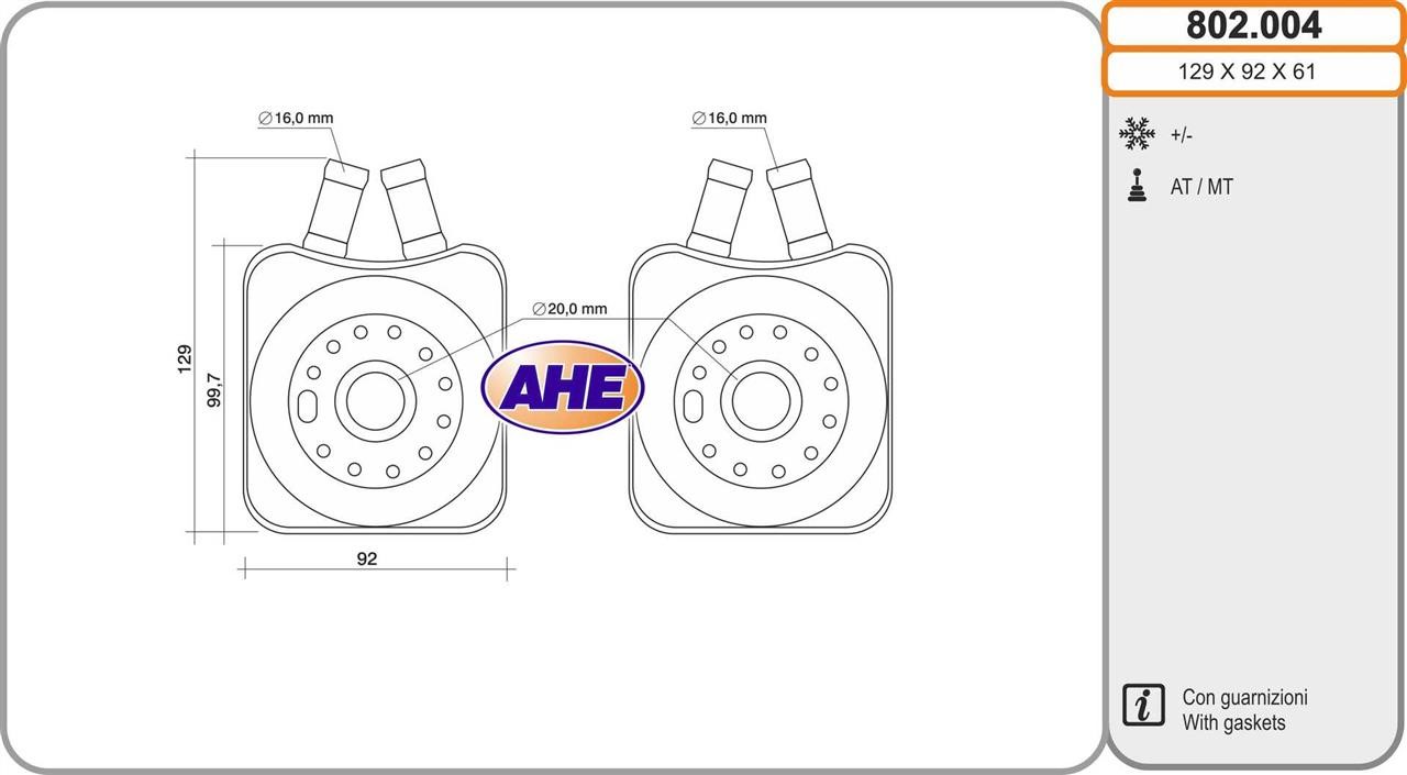 AHE 802.004 Oil Cooler, engine oil 802004