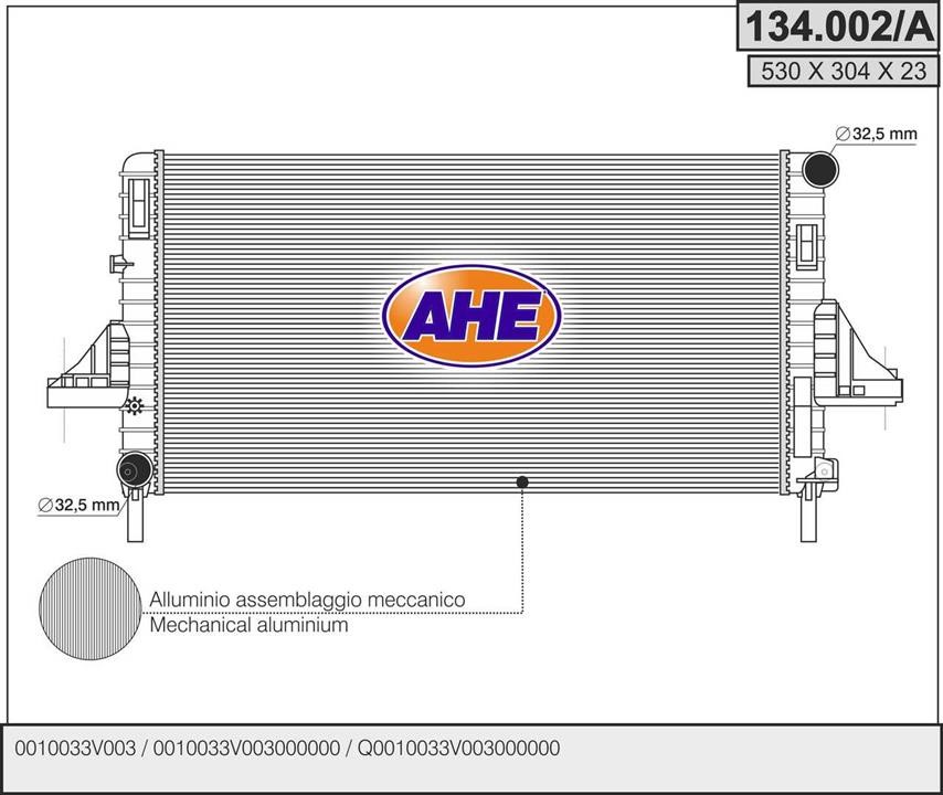 AHE 134.002/A Radiator, engine cooling 134002A