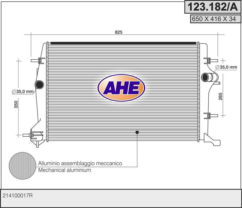 AHE 123.182/A Radiator, engine cooling 123182A