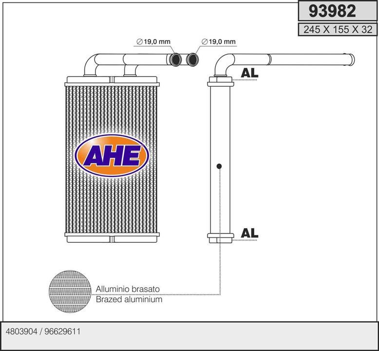 AHE 93982 Heat Exchanger, interior heating 93982