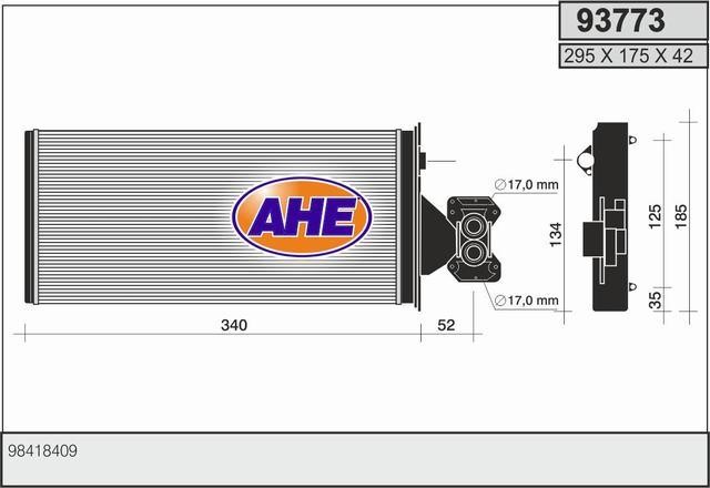 AHE 93773 Heat exchanger, interior heating 93773
