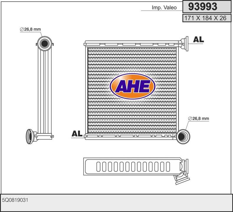 AHE 93993 Heat Exchanger, interior heating 93993