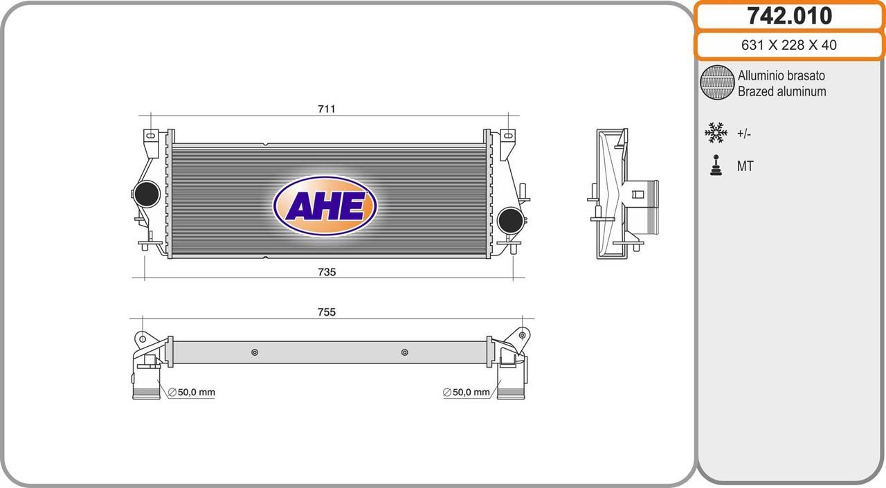 AHE 742.010 Intercooler, charger 742010