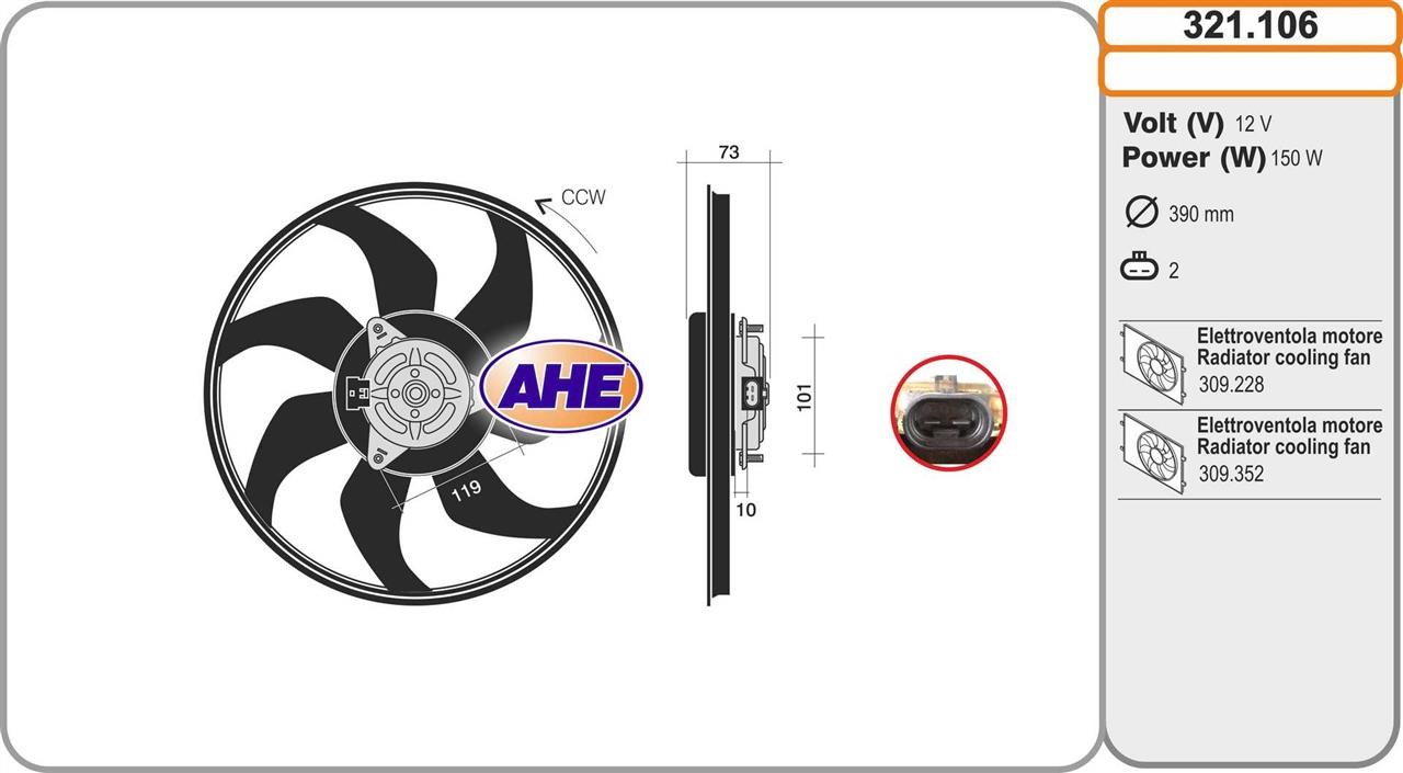 AHE 321.106 Fan, radiator 321106