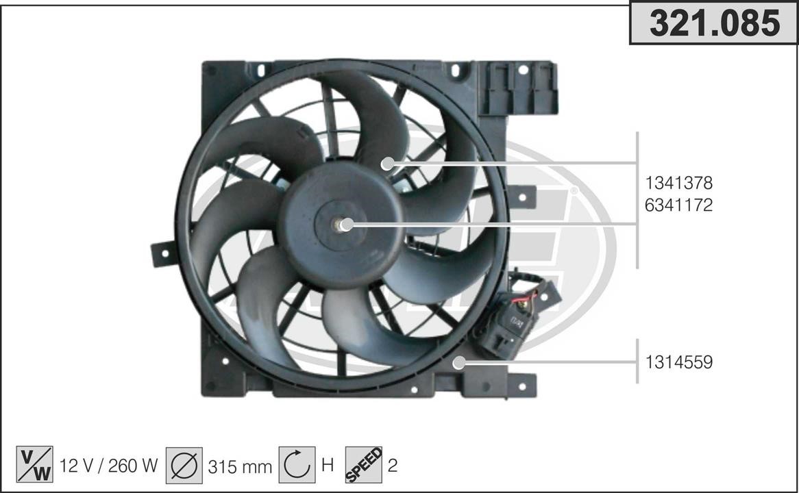AHE 321.085 Fan, radiator 321085