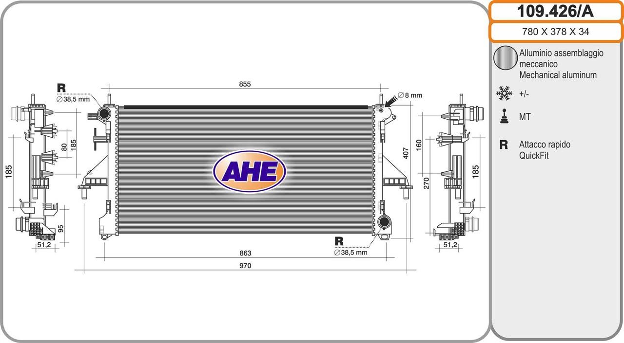 AHE 109.426/A Radiator, engine cooling 109426A